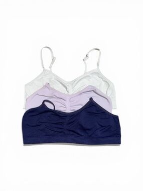 Maidenform 3-Pack Bralette Set - Navy, Lavender, White